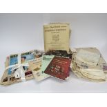 A quantity of tapestry cloths for sewing, craft related books and sewing/knitted related magazines.