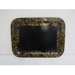 A large Regency rectangular tray with fine quality gilded decoration of vine leaves and trailing
