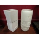 Two modern vases of Deco and geometric in design, one marked Spode, approximately 30.