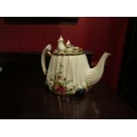 A Royal Albert 'Old Country Roses' teapot with decorative lid