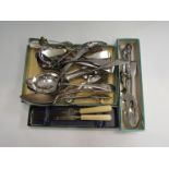 A quantity of cutlery including silver dessert spoon