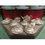 A Victorian imari tea set for six place settings,