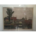 A 19th Century etching of Pull's Ferry, Norwich, framed and glazed,
