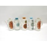 Five various J&G Meakin coffee pots.