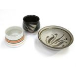 JANE SEARLE (XX): A Studio pottery bowl with geometric decoration, 10cm high,