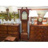 An early 19th Century oak and mahogany 30 hour longcase clock with painted arched dial, signed R.