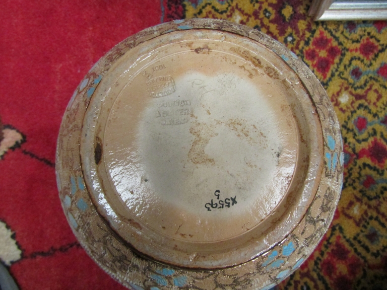 A Doulton Lambeth pottery jardiniere with gilt floral design, - Image 2 of 2