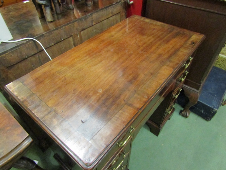 An 18th Century and later mahogany kneehole desk, eight drawers and recessed door, - Image 2 of 3