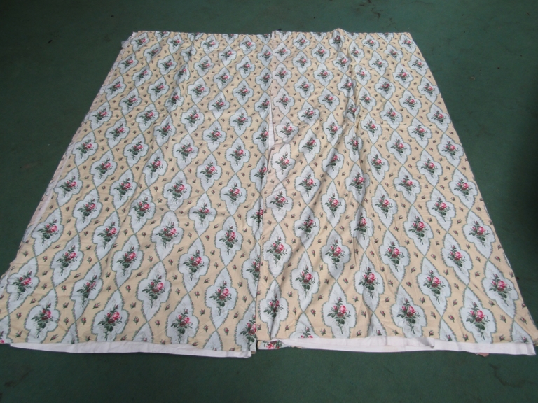 A pair of French cotton curtains,