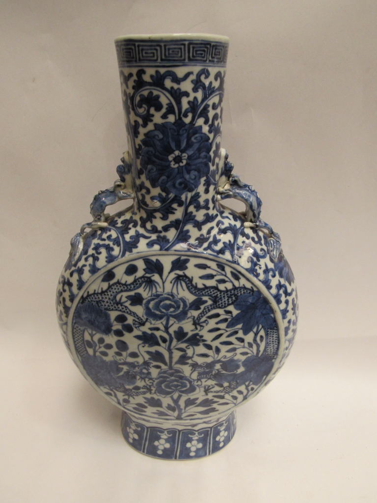A pair of late 19th Century Chinese moon flasks, a/f, - Image 2 of 4