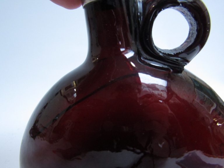 A 19th Century onion bottle claret jug inscription to neck, hairline crack to interior, - Image 3 of 4