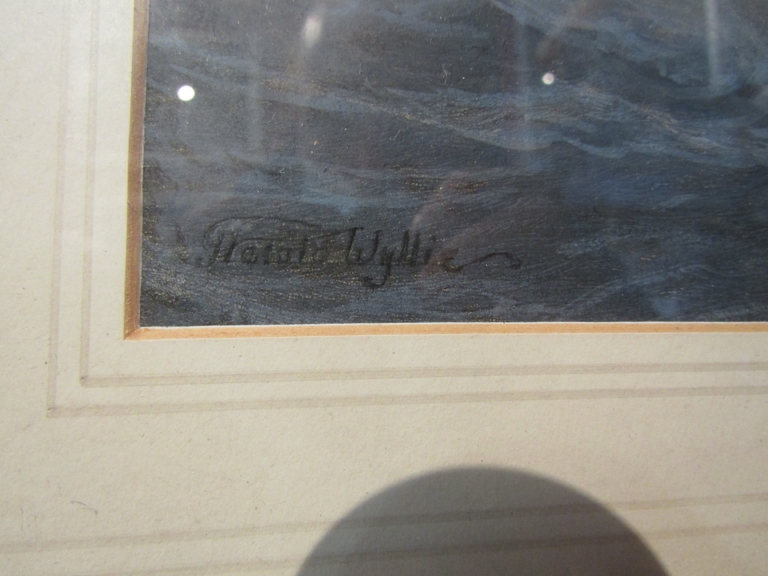 HAROLD WYLLIE (1880-1973): A framed and glazed watercolour "Constitution, in Chase by Night", - Image 2 of 2