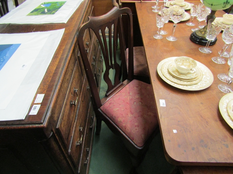 Three 18th Century George II chairs with wheat ear splat,