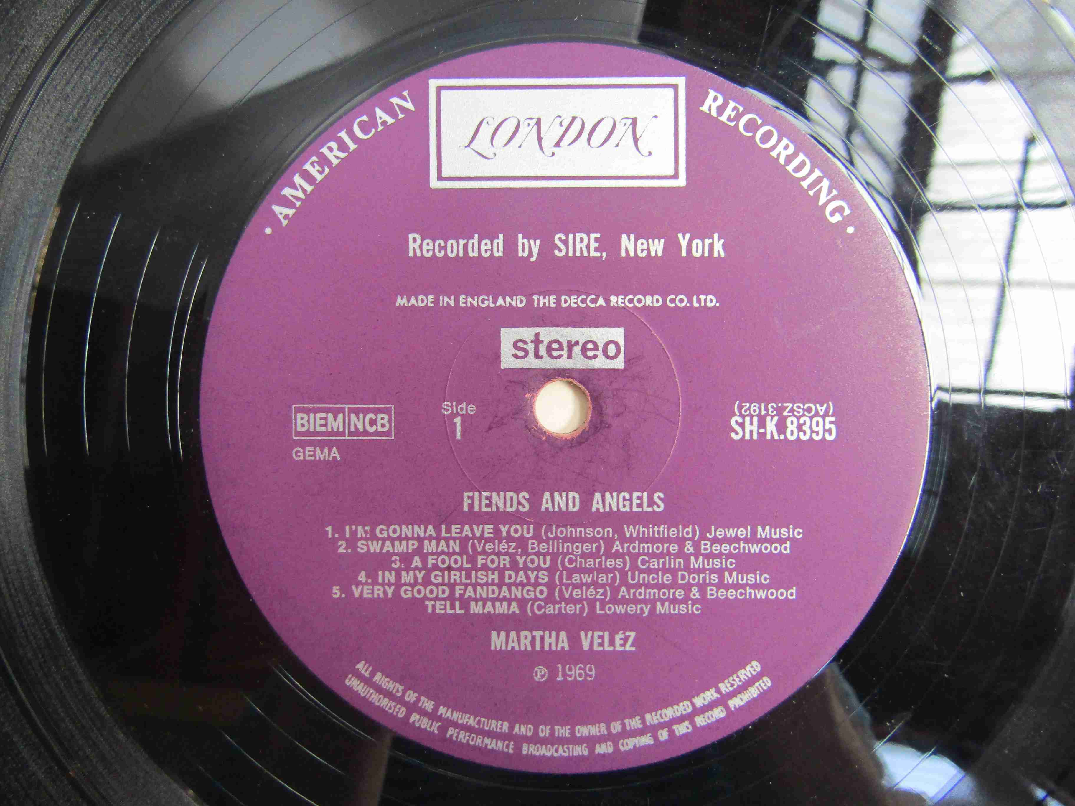 MARTHA VELEZ: 'Fiends & Angels' LP, London SHK 8395 (media G+, - Image 2 of 3