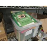 A box of Haynes Manuals, motoring ephemera, vintage children's books,