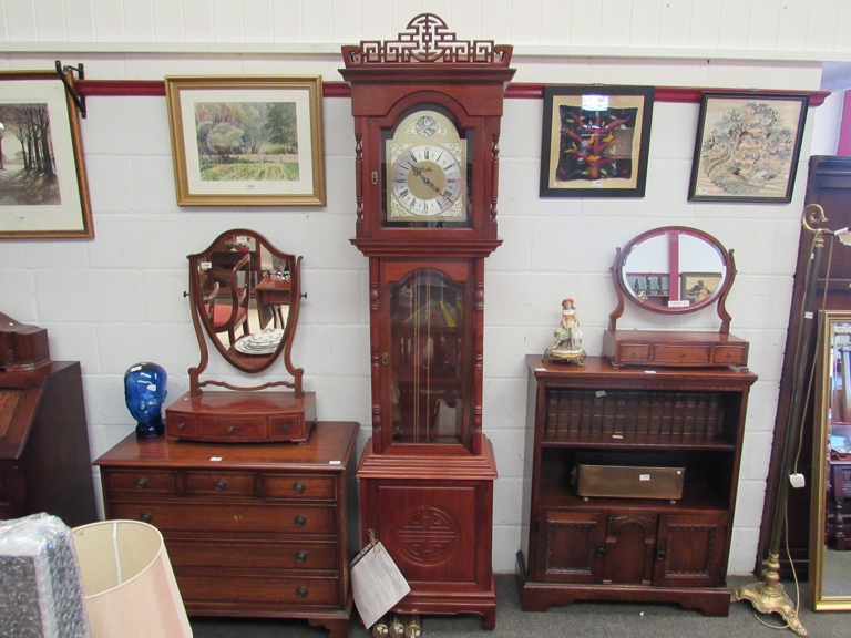 A 20th Century Moathe of Germany longcase clock with Eastern stylised case