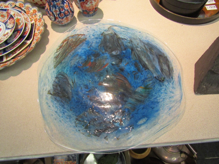 A Jeff Walker 'Melting Pot Glassworks' studio glass platter,