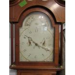 An early 19th Century oak and crossbanded 30 hour longcase clock, painted arched Arabic dial.