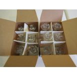 Two boxes of Thomas Webb sherry glasses, eight small, four larger,