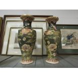 A pair of 19th Century vases with scenes of birds and foliage,