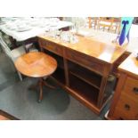 A yew wood low bookcase and an oval coffee table (2)