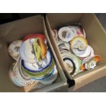 Two boxes of assorted 19th Century souvenir plates and dishes