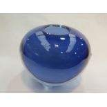 A Murano Sommerso ovoid vase in blue and white, encased in clear,