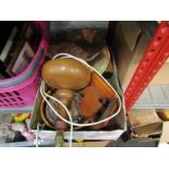 A quantity of wooden items including bowl,