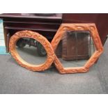 Two wooden framed mirrors with foliate borders