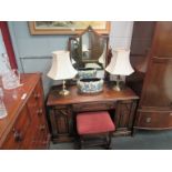 An old charm oak dressing table, 116cm wide,