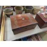 A Victorian parquetry banded writing desk (incomplete and damaged)