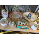 An Oriental butter dish, lidded trinket pots,