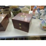 A Victorian oak cased jewellery box with two tier fitted interior