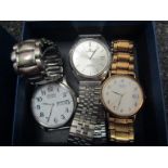 A selection of watches including a Citizen Eco-Drive, Seiko quartz,