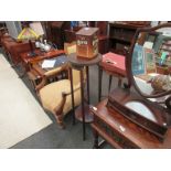 A mahogany two tier jardiniere stand, 96cm high,