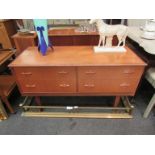 A retro teak four drawer sideboard, 123cm wide x 68cm high x 47cm deep,