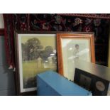 Two cricket themed prints: "Playing Out Time in an Awkward Light" by Frank Batson No.