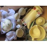 A box containing a German part dinner service and two boxes of assorted tablewares to include