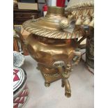 A Victorian samovar a/f and a Persian vase converted into a table lamp base (2)