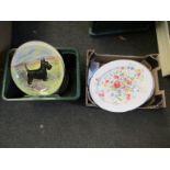 Two boxes of miscellaneous plates including collectors' and Royal Doulton "Galleon" design