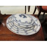 Three Booth's blue and white meat plates,