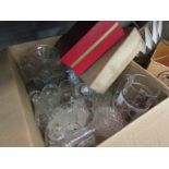 Two boxes of mixed glassware