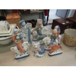 Eight modern Rye pottery figures including Canterbury Tales characters and others