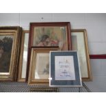Five modern framed prints including Jack Vettriano, David Hockney,