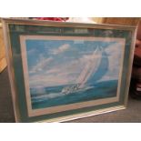 A framed and glazed print of yacht "Running Down the Hobart" by Robert Taylor,