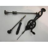 Three bygone miniature implement/clock drills
