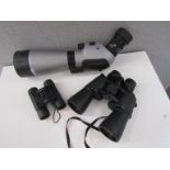 A group of binoculars including Tasco together with a Zeiss 15-45xB/20x60x B spotting scope a/f