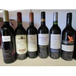 12 bottles of various red wines including 2001 Bin 50 Shiraz, Medoc, Merlot, Rioja,