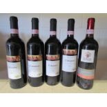 Five bottles of Chianti, 2008 x 2, 2007,