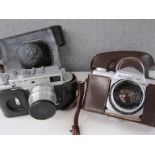 A Zorki 4 rangefinder camera and a Kowaflex,
